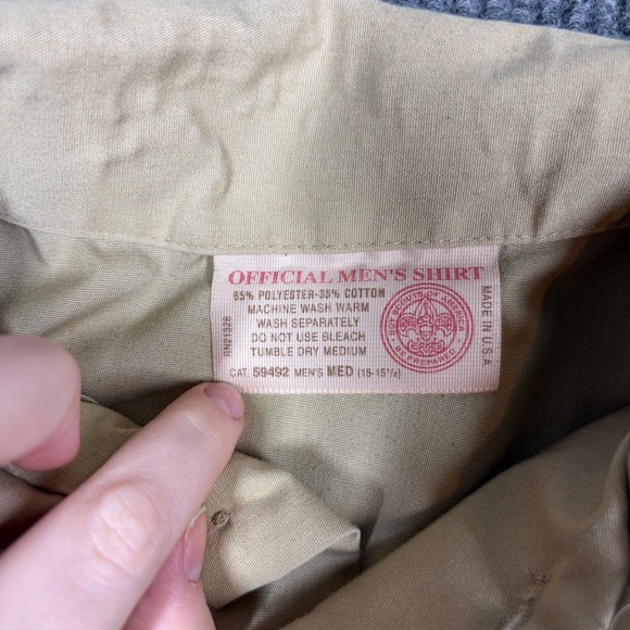 Vintage Boys Scouts of America Shirt Men's M Short Sleeve Uniform Khaki Official - Picture 3 of 6